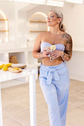 Pants-Palazzo-High Waisted-Seaside Blue